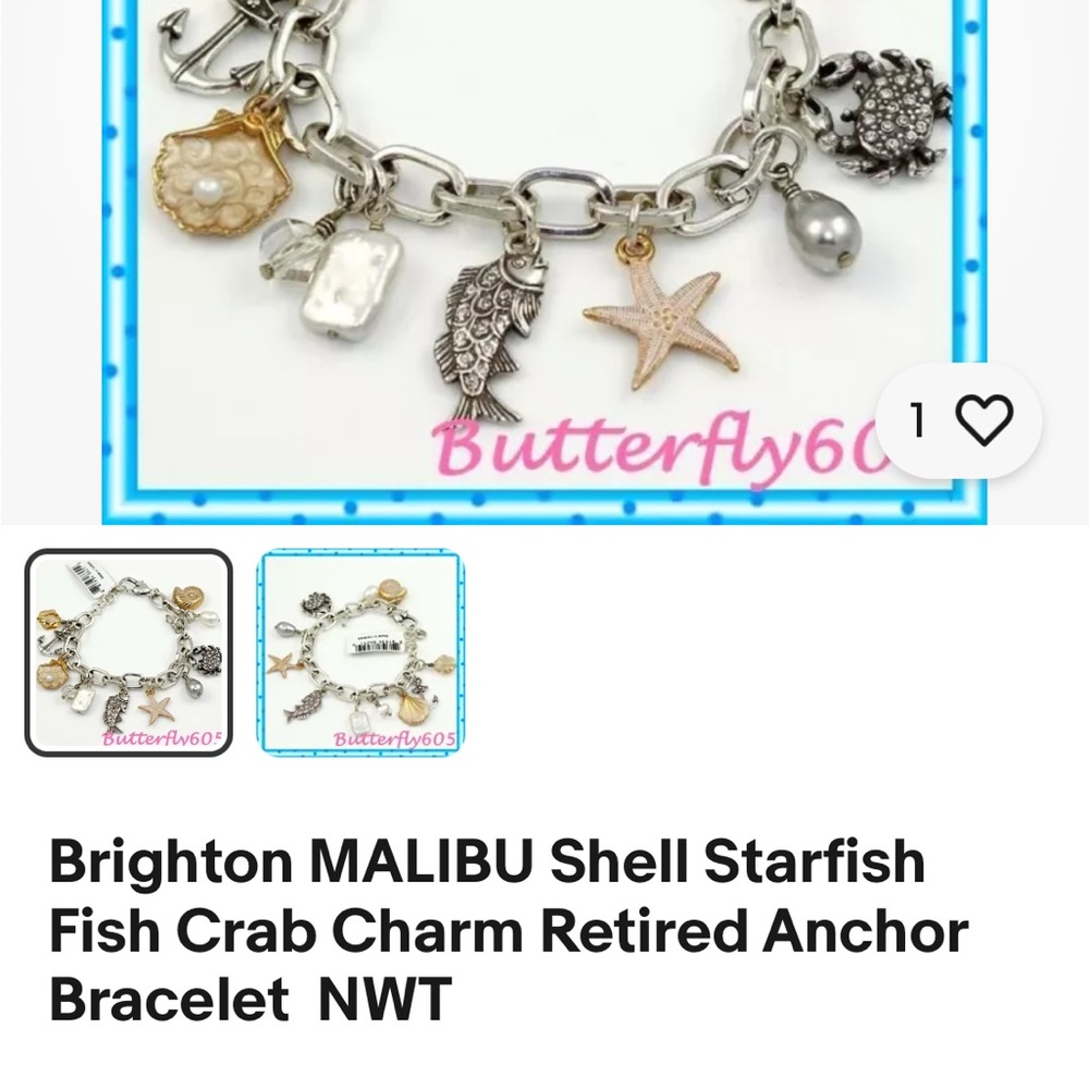 Brighton Malibu Silver and Gold Sea Life Charm Bracelet